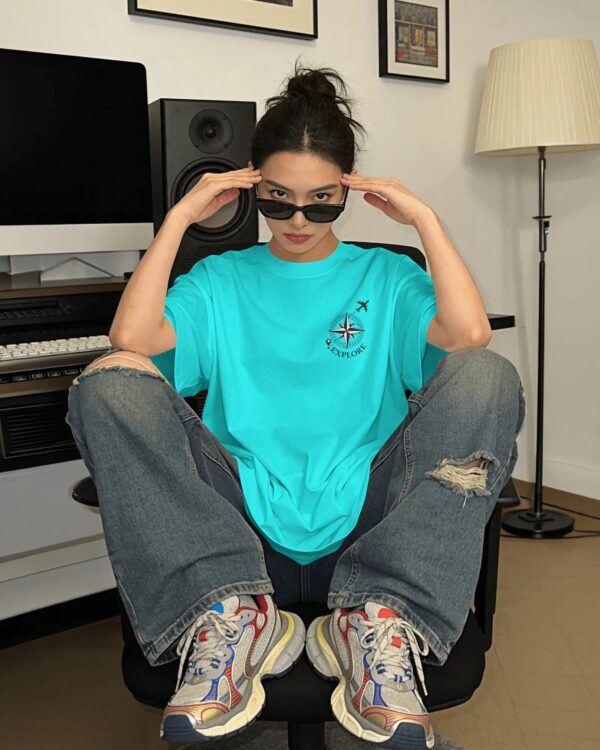 oversized tee aqua blue